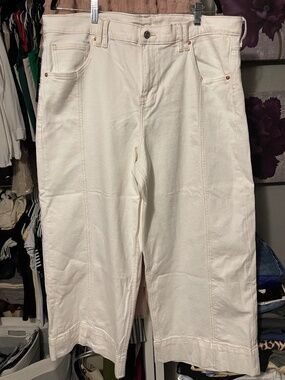 GAP White Jeans with Brown Threading Size 20